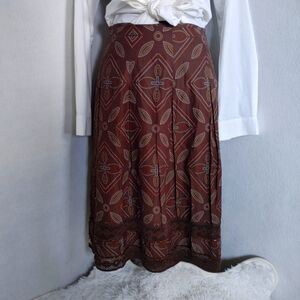 Apt 9 Boho Print w/ Sequins Brown Skirt